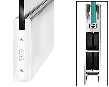 C.R. Laurence CRL Polished Stainless 10&quot; Square Style Door Rail without Lock for 1/2&quot; Glass - Custom Length | DR10SPS12C