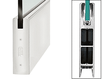 C.R. Laurence CRL Satin Anodized 10&quot; Square Style Door Rail without Lock for 3/4&quot; Glass - Custom Length | DR10SSA34C