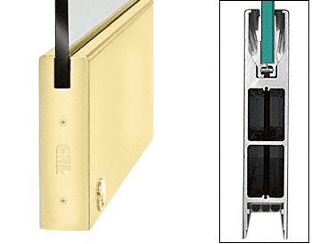 C.R. Laurence CRL Satin Brass 10&quot; Square Single Door Rail with Lock for 1/2&quot; Glass - Custom Length | DR10SSB12CL