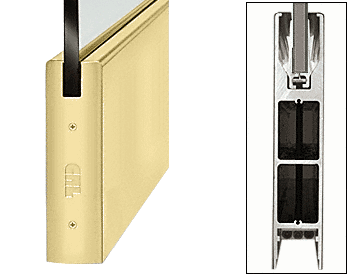 C.R. Laurence CRL Satin Brass 10&quot; Square Style Door Rail without Lock for 1/2&quot; Glass - Custom Length | DR10SSB12C