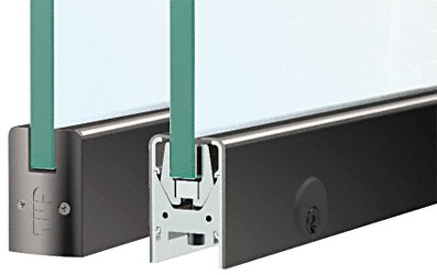 C.R. Laurence CRL Black Anodized Low Profile Custom Length Door Rail With Lock for 1/2&quot; Glass | DR2SBL12CL