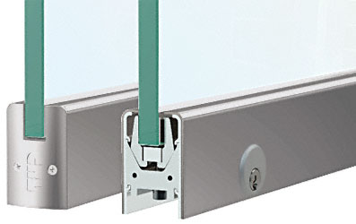 C.R. Laurence CRL Brushed Stainless Low Profile Custom Length Door Rail With Lock for 1/2&quot; Glass | DR2SBS12CL