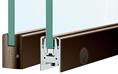 C.R. Laurence CRL Dark Bronze Anodized Low Profile Custom Length Door Rail With Lock for 1/2&quot; Glass | DR2SDU12CL
