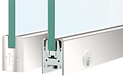 C.R. Laurence CRL Polished Stainless Low Profile Custom Length Door Rail With Lock for 1/2&quot; Glass | DR2SPS12CL