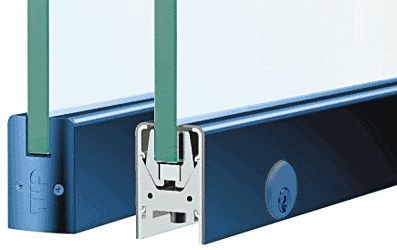 C.R. Laurence CRL Custom Painted Low Profile Custom Length Door Rail With Lock for 1/2&quot; Glass | DR2SPT12CL