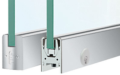 C.R. Laurence CRL Satin Anodized Low Profile Door Rail With Lock - 35-3/4&quot; Length | DR2SSA12SL