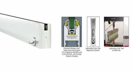 C.R. Laurence CRL Brite Anodized 4&quot; Square Door Rail With Lock for 1/2&quot; Glass - 35-3/4&quot; Length | DR4SBA12SL