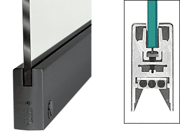 C.R. Laurence CRL Black 4&quot; Square Style Door Rail with Lock for 1/2&quot; Glass - Custom Length | DR4SBL12CL