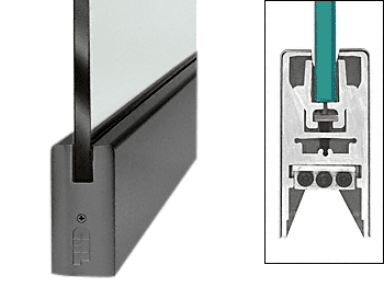 C.R. Laurence CRL Black 4&quot; Square Style Door Rail without Lock for 1/2&quot; Glass - Custom Length | DR4SBL12C