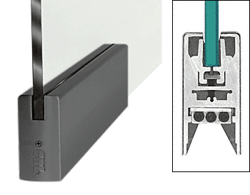 C.R. Laurence CRL Black 9-1/2&quot; Patch Door Rail Squared Style for 1/2&quot; Glass Without Lock | DR4SBL12P