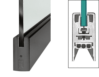 C.R. Laurence CRL Black 4&quot; Square Style Door Rail without Lock for 3/4&quot; Glass - Custom Length | DR4SBL34C