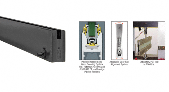 C.R. Laurence CRL Black 35-3/4&quot; Single Door Rail Square Style with Lock for 3/4&quot; Glass | DR4SBL34SL