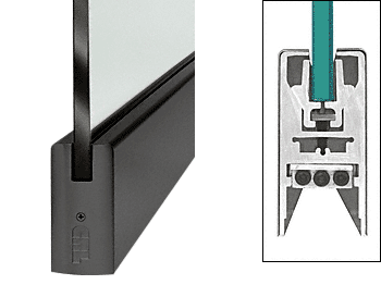 C.R. Laurence CRL Black 4&quot; Square Style Door Rail without Lock for 3/8&quot; Glass - Custom Length | DR4SBL38C