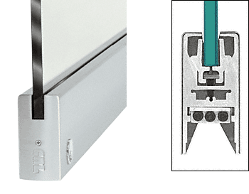 C.R. Laurence CRL Brushed Stainless 4&quot; Square Door Rail With Lock for 1/2&quot; Glass - 35-3/4&quot; Length | DR4SBS12SL