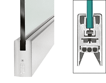 C.R. Laurence CRL Brushed Stainless 4&quot; Square Door Rail Without Lock for 1/2&quot; Glass - 35-3/4&quot; Length | DR4SBS12S