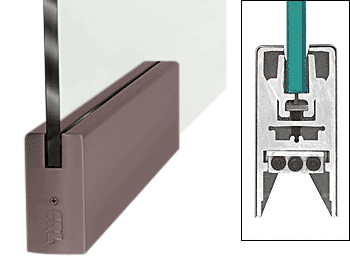 C.R. Laurence CRL Duranodic Bronze 9-1/2&quot; Patch Door Rail Squared Style for 3/8&quot; Glass Without Lock | DR4SDU38P