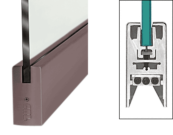 C.R. Laurence CRL Duranodic Bronze 4&quot; Square Style Door Rail without Lock for 3/8&quot; Glass - Custom Length | DR4SDU38C