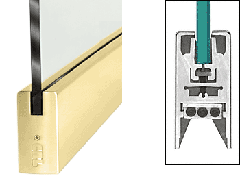 C.R. Laurence CRL Polished Brass 4&quot; Square Door Rail Without Lock for 1/2&quot; Glass - 35-3/4&quot; Length | DR4SPB12S