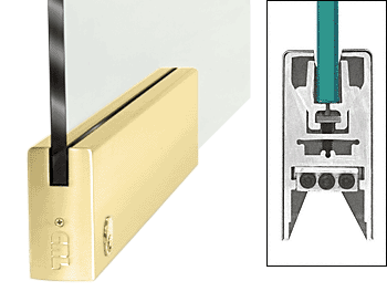 C.R. Laurence CRL Polished Brass 9-1/2&quot; Door Rail Squared Style with Lock | DR4SPB12PL