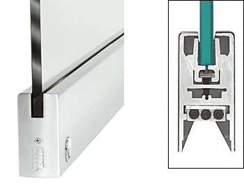 C.R. Laurence CRL Polished Stainless 4&quot; Square Door Rail With Lock for 1/2&quot; Glass - 35-3/4&quot; Length | DR4SPS12SL