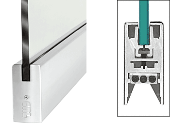 C.R. Laurence CRL Polished Stainless 4&quot; Square Style Door Rail without Lock for 1/2&quot; Glass - Custom Length | DR4SPS12C