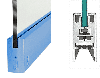 C.R. Laurence CRL Custom Color 4&quot; Square Style Door Rail with Lock for 1/2&quot; Glass - Custom Length | DR4SPT12CL