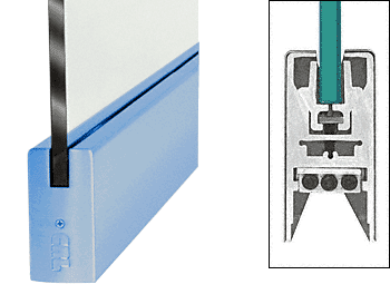 C.R. Laurence CRL Custom Color 4&quot; Square Style Door Rail without Lock for 1/2&quot; Glass - Custom Length | DR4SPT12C