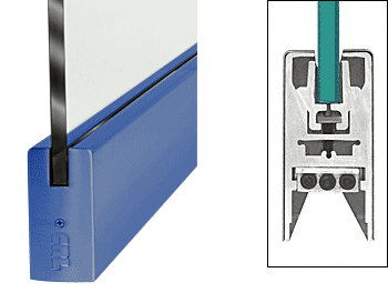 C.R. Laurence CRL Custom Color 4&quot; Square Style Door Rail without Lock for 3/4&quot; Glass - Custom Length | DR4SPT34C