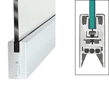 C.R. Laurence CRL Satin Anodized 4&quot; Square Style Door Rail without Lock for 1/2&quot; Glass - Custom Length | DR4SSA12C