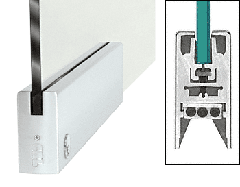 C.R. Laurence CRL Satin Anodized 9-1/2&quot; Door Rail Squared Style for 3/8&quot; Glass With Lock | DR4SSA38PL