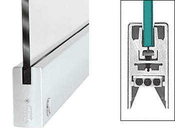 C.R. Laurence CRL Satin Anodized 4&quot; Square Style Door Rail with Lock for 3/8&quot; Glass - Custom Length | DR4SSA38CL