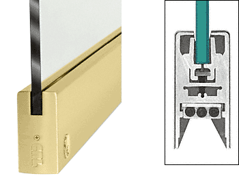 C.R. Laurence CRL Satin Brass 4&quot; Square Style Door Rail with Lock for 1/2&quot; Glass - Custom Length | DR4SSB12CL