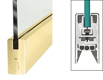 C.R. Laurence CRL Satin Brass 4&quot; Square Style Door Rail without Lock for 3/4&quot; Glass - Custom Length | DR4SSB34C