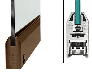 C.R. Laurence CRL Oil Rubbed Bronze 4&quot; Custom Length Tapered Style Door Rail with Lock for 3/8&quot; Glass | DR4T0RB38CL