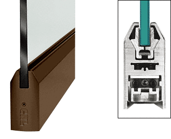 C.R. Laurence CRL Oil Rubbed Bronze 4&quot; Tapered Style Door Rail without Lock for 3/8&quot; Glass - Custom Length | DR4T0RB38C