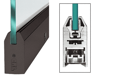 C.R. Laurence CRL Oil Rubbed Bronze 4&quot; Tapered Door Rail Without Lock for 3/4&quot; Glass - Custom Length | DR4T0RB34C