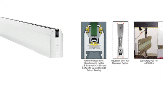C.R. Laurence CRL Brite Anodized 4&quot; Tapered Door Rail Without Lock for 1/2&quot; Glass - 35-3/4&quot; Length | DR4TBA12S