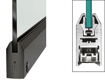 C.R. Laurence CRL Black 4&quot; Tapered Style Door Rail with Lock for 1/2&quot; Glass - Custom Length | DR4TBL12CL