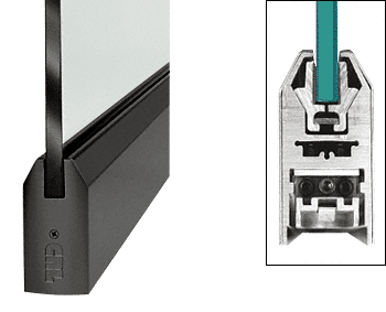 C.R. Laurence CRL Black 4&quot; Tapered Style Door Rail without Lock for 1/2&quot; Glass - Custom Length | DR4TBL12C
