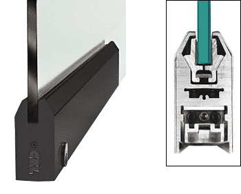 C.R. Laurence CRL Black 9-1/2&quot; Door Rail Tapered Style for 1/2&quot; Glass with Lock | DR4TBL12PL