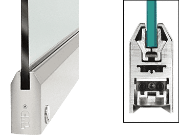 C.R. Laurence CRL Brushed Stainless 4&quot; Tapered Door Rail With Lock for 3/8&quot; Glass - 35-3/4&quot; Length | DR4TBS38SL