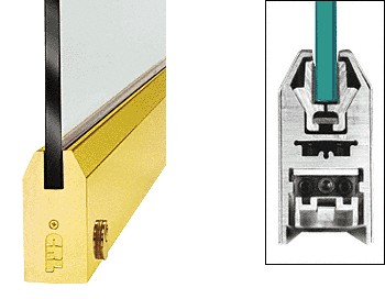 C.R. Laurence CRL Polished Brass 4&quot; Tapered Door Rail With Lock for 1/2&quot; Glass - 35-3/4&quot; Length | DR4TPB12SL