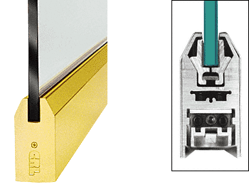C.R. Laurence CRL Polished Brass 4&quot; Tapered Door Rail Without Lock for 3/8&quot; Glass - 35-3/4&quot; Length | DR4TPB38S