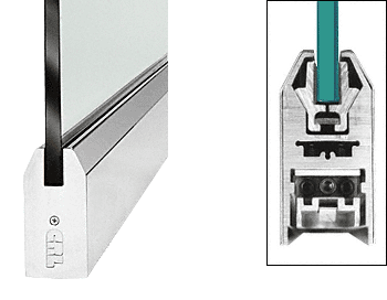 C.R. Laurence CRL Polished Stainless 4&quot; Tapered Door Rail With Lock for 3/8&quot; Glass - 35-3/4&quot; Length | DR4TPS38SL