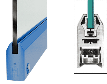 C.R. Laurence CRL Custom Color 4&quot; Tapered Style Door Rail with Lock for 1/2&quot; Glass - Custom Length | DR4TPT12CL