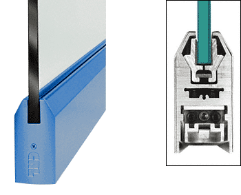 C.R. Laurence CRL Custom Color 4&quot; Tapered Style Door Rail without Lock for 1/2&quot; Glass - Custom Length | DR4TPT12C
