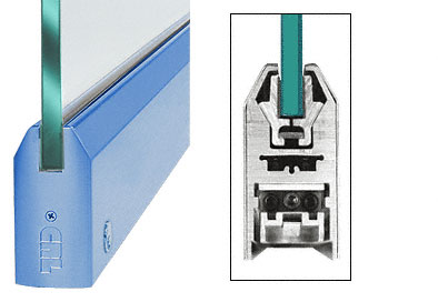 C.R. Laurence CRL Custom Paint 4&quot; Tapered Door Rail With Lock for 3/8&quot; Glass - Custom Length | DR4TPT38CL