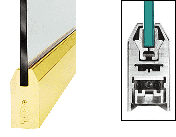C.R. Laurence CRL Satin Brass 4&quot; Tapered Style Door Rail without Lock for 1/2&quot; Glass - Custom Length | DR4TSB12C