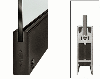 C.R. Laurence CRL Oil Rubbed Bronze 6&quot; Custom Length Square Style Door Rail with Lock for 1/2&quot; Glass | DR6S0RB12CL