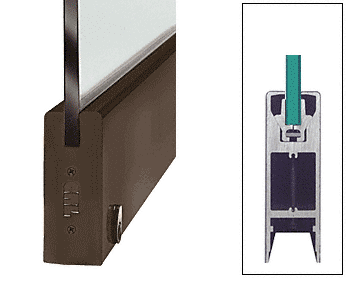 C.R. Laurence CRL Oil Rubbed Bronze 6&quot; Custom Length Square Style Door Rail with Lock for 3/8&quot; Glass | DR6S0RB38CL